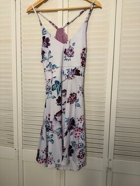 Floral V-Neck Spaghetti Strap Dress in Lavender and Purple